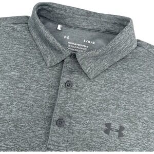 Under Armour Playoff Polo Men L Heather Gray Golf Performance Stretch